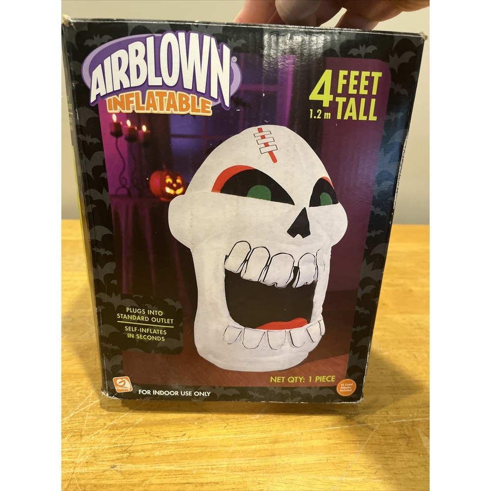 2006 Gemmy 4ft Skeleton Skull Airblown Inflatable Blowup‎ Spooky Halloween Decor